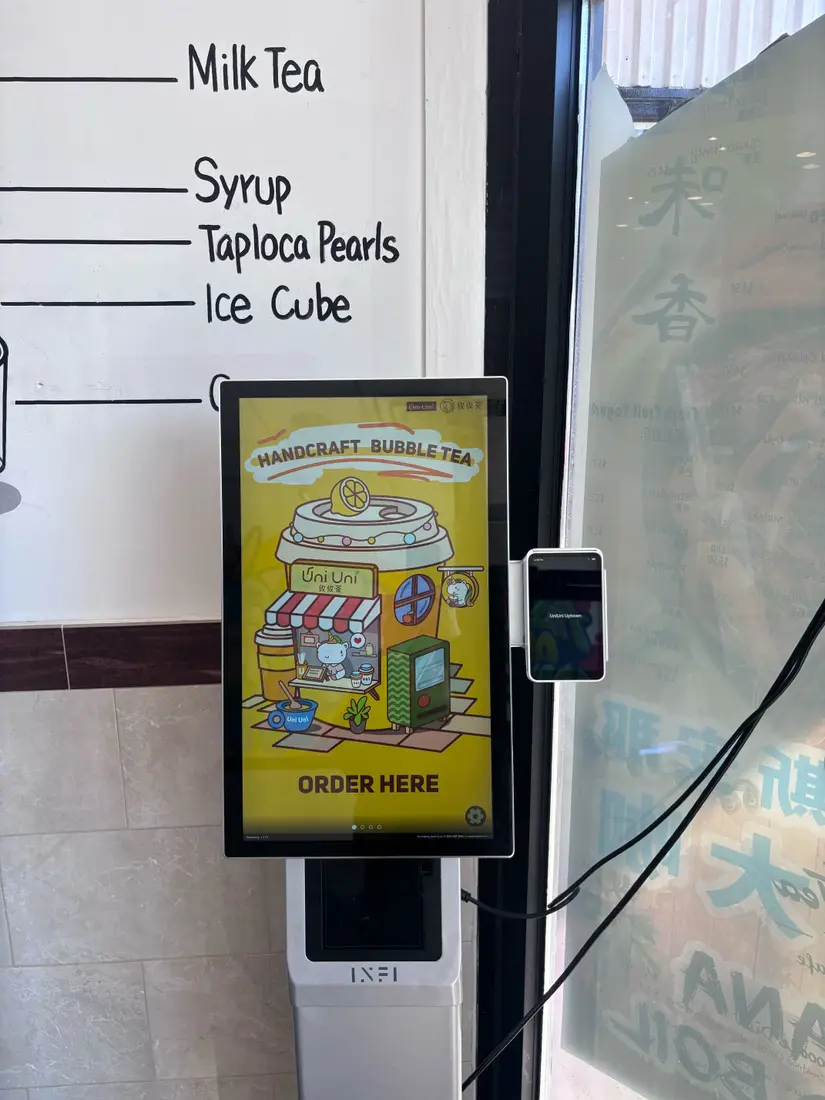 INFI self-ordering kiosk in a bubble tea shop
