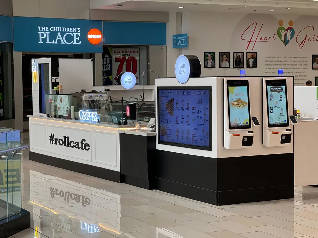 INFI kiosks at a shopping-mall food court