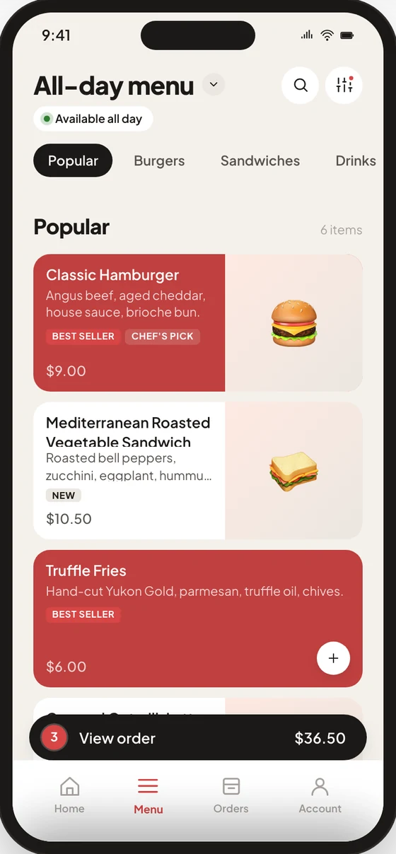 INFI ONLINE mobile ordering