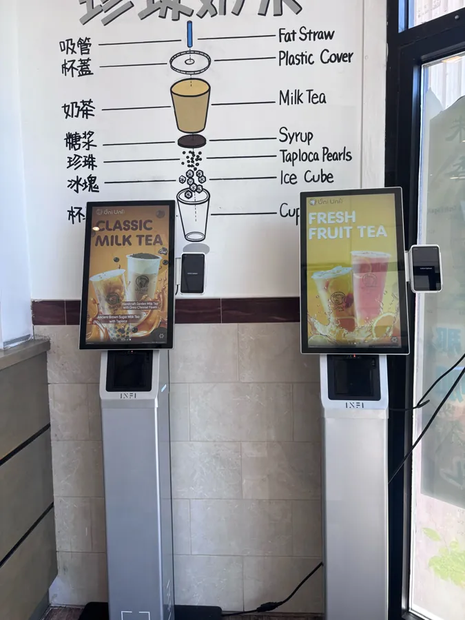 Bubble tea shop running INFI kiosks