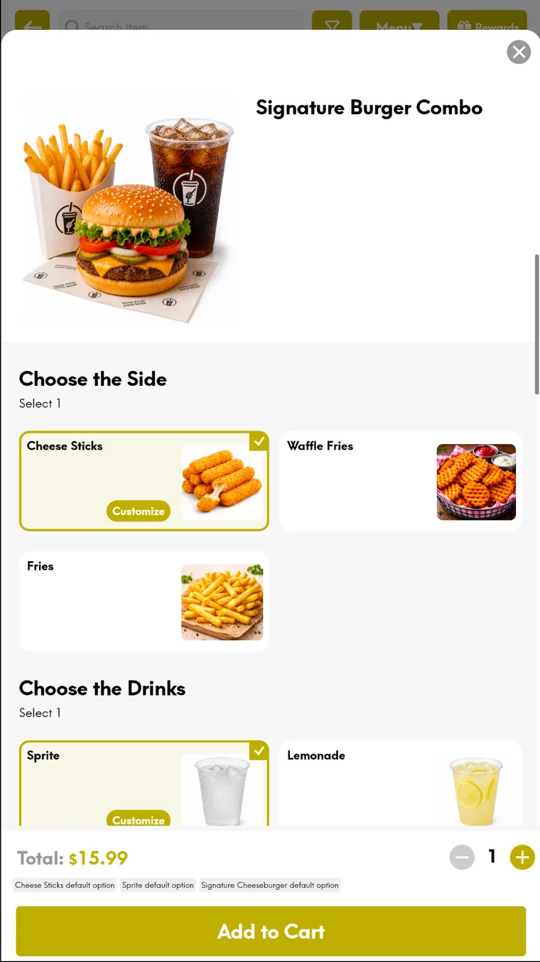 INFI Burger · Taco · Sandwich interface — Build it on screen